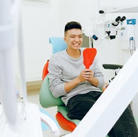 Man in dental chair at BCBS dentist.